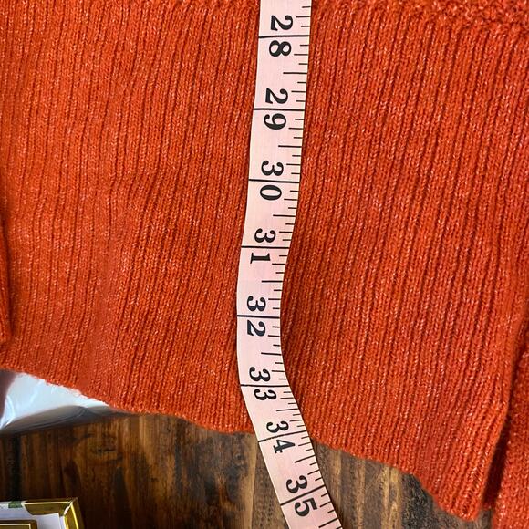Allison Joy Orange Red Waffle Long Open Front Cardigan Size XS Evereve - Picture 6 of 8